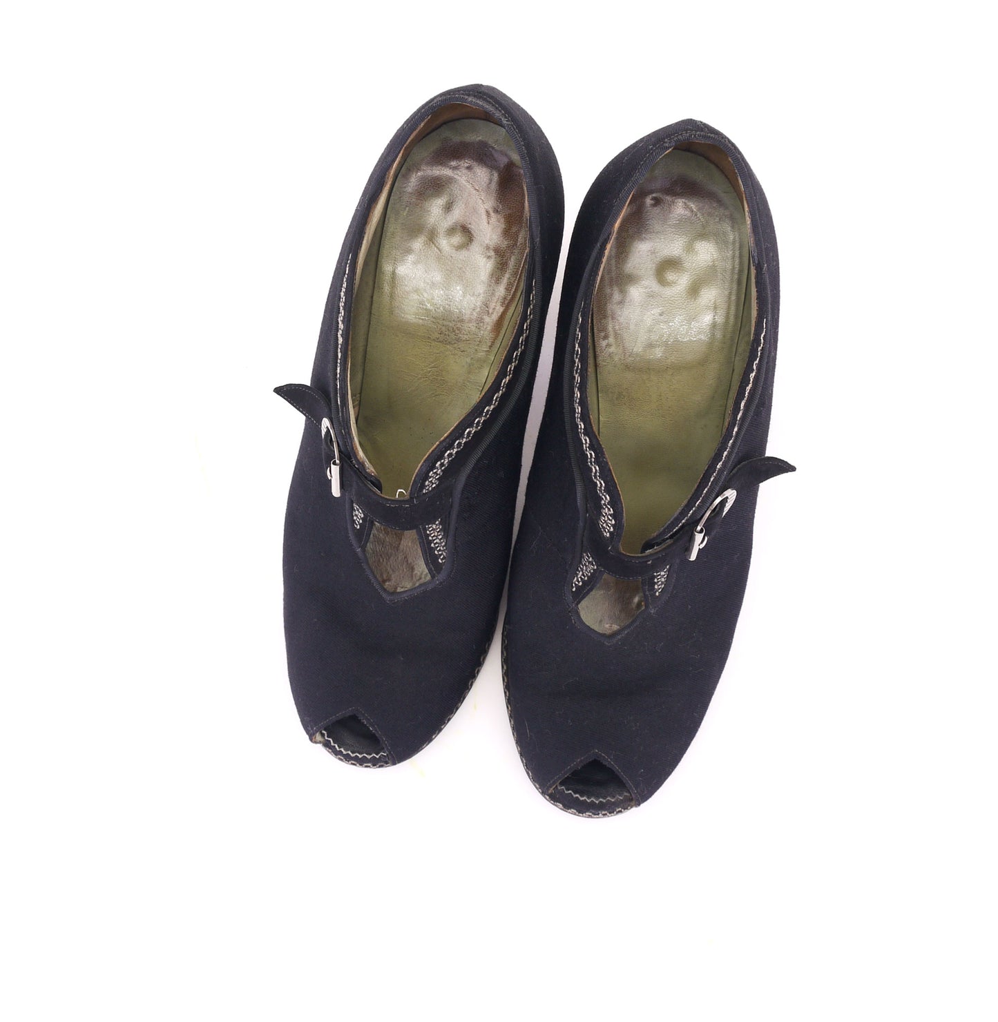 Chunky 1940s Black Platform Peep Toes by Lotus UK 4