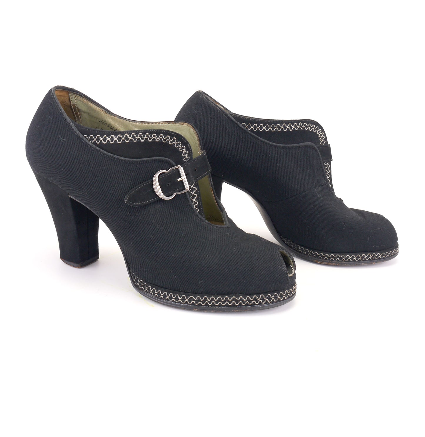Chunky 1940s Black Platform Peep Toes by Lotus UK 4