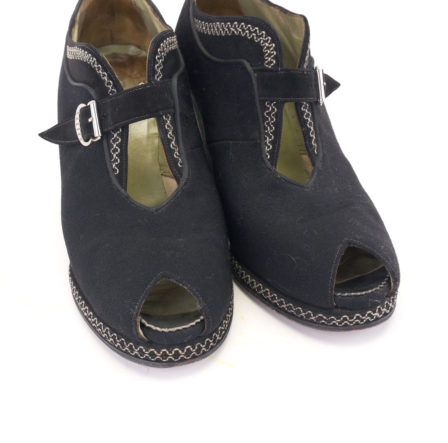 Chunky 1940s Black Platform Peep Toes by Lotus UK 4