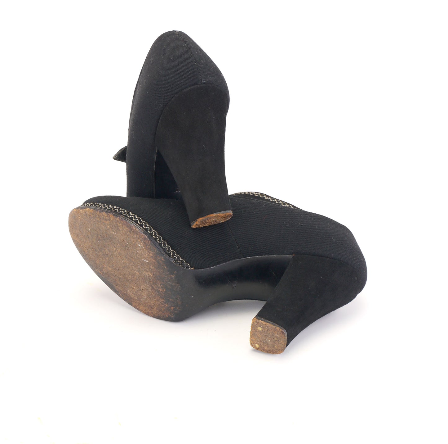 Chunky 1940s Black Platform Peep Toes by Lotus UK 4