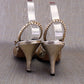1950s Lotus Lucite and Gold Plaited Leather Sandals UK 5.5