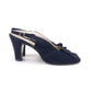 1940s Lotus Navy Suede Slingbacks and Bag UK 8