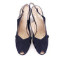1940s Lotus Navy Suede Slingbacks and Bag UK 8