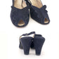 1940s Lotus Navy Suede Slingbacks and Bag UK 8