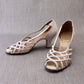 White 1950s Nubuck Sandals by Lotus UK 3.5