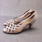 White 1950s Nubuck Sandals by Lotus UK 3.5