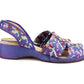 1940s Blue Embroidered Pooside or Patio Low Wedges UK 4.5
