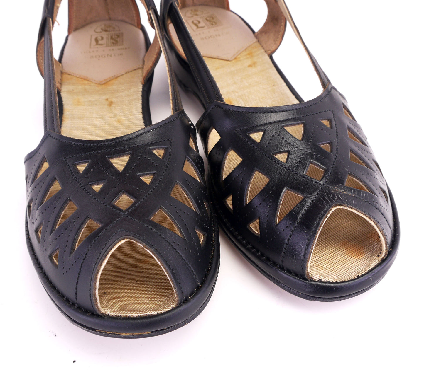 1950s BNIB Black Wedge Sandals by Lilley & Skinner UK 3.5