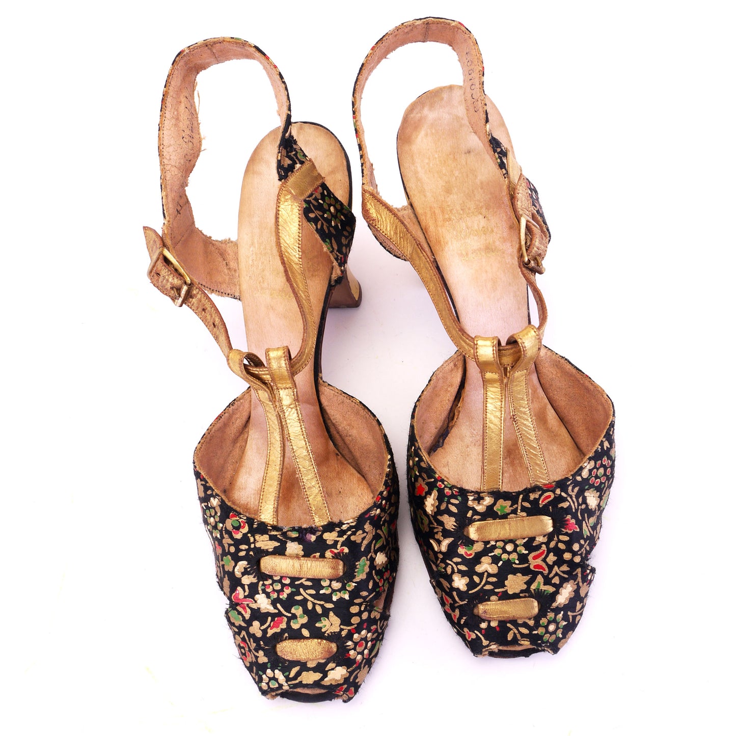 1930s Printed Satin Evening Sandals by Lilley & Skinner UK 3