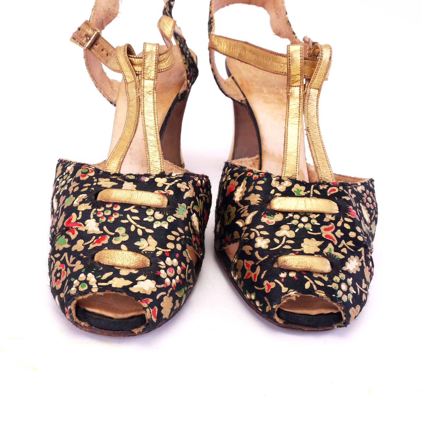 1930s Printed Satin Evening Sandals by Lilley & Skinner UK 3