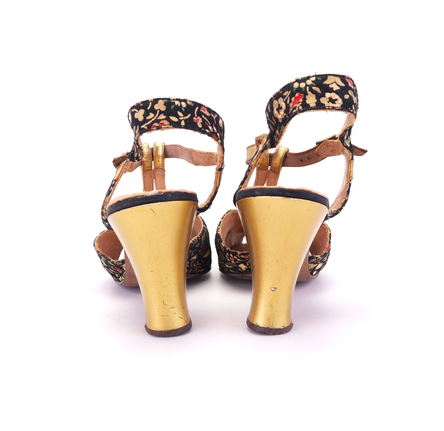 1930s Printed Satin Evening Sandals by Lilley & Skinner UK 3