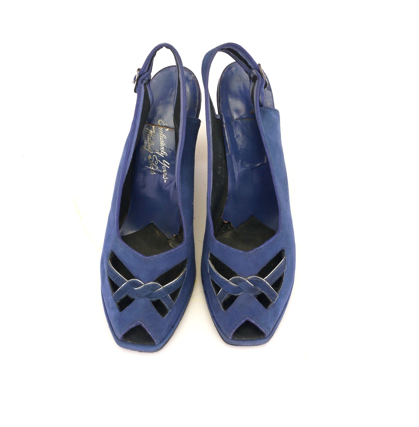 Cornflower Blue 1940s Platform Sandals UK 7
