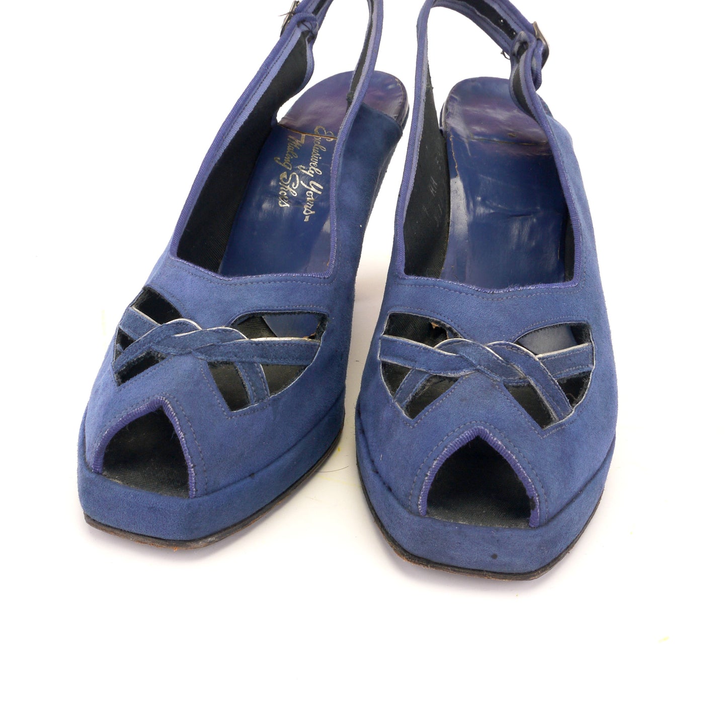 Cornflower Blue 1940s Platform Sandals UK 7