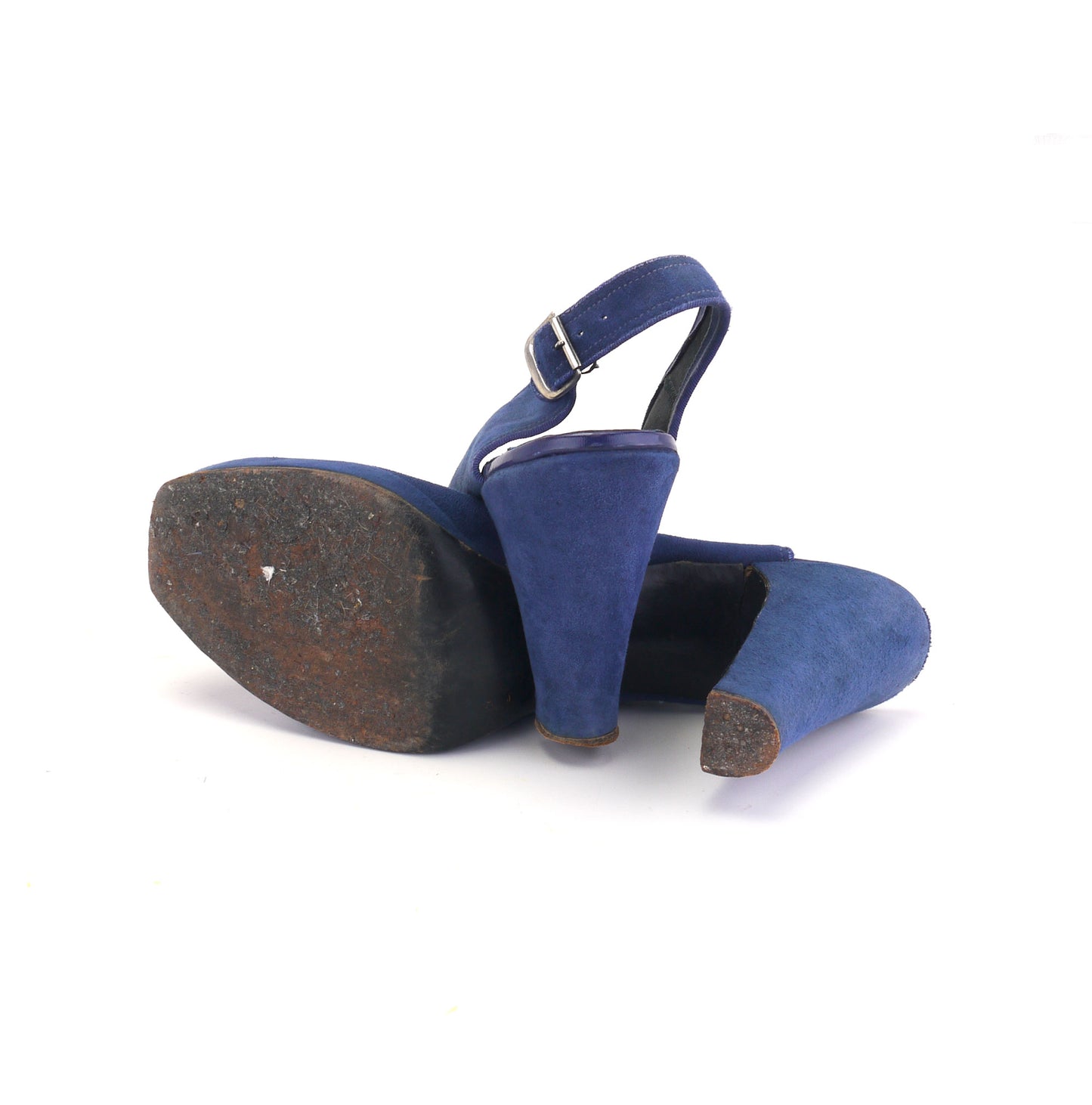 Cornflower Blue 1940s Platform Sandals UK 7