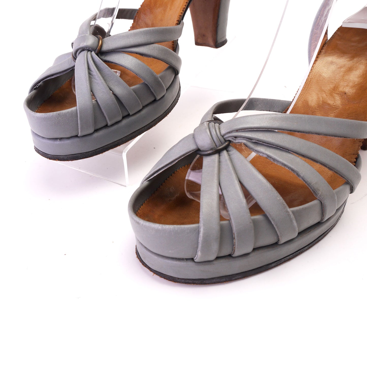 Bespoke 1940s Grey Platform Sandals UK 5.5