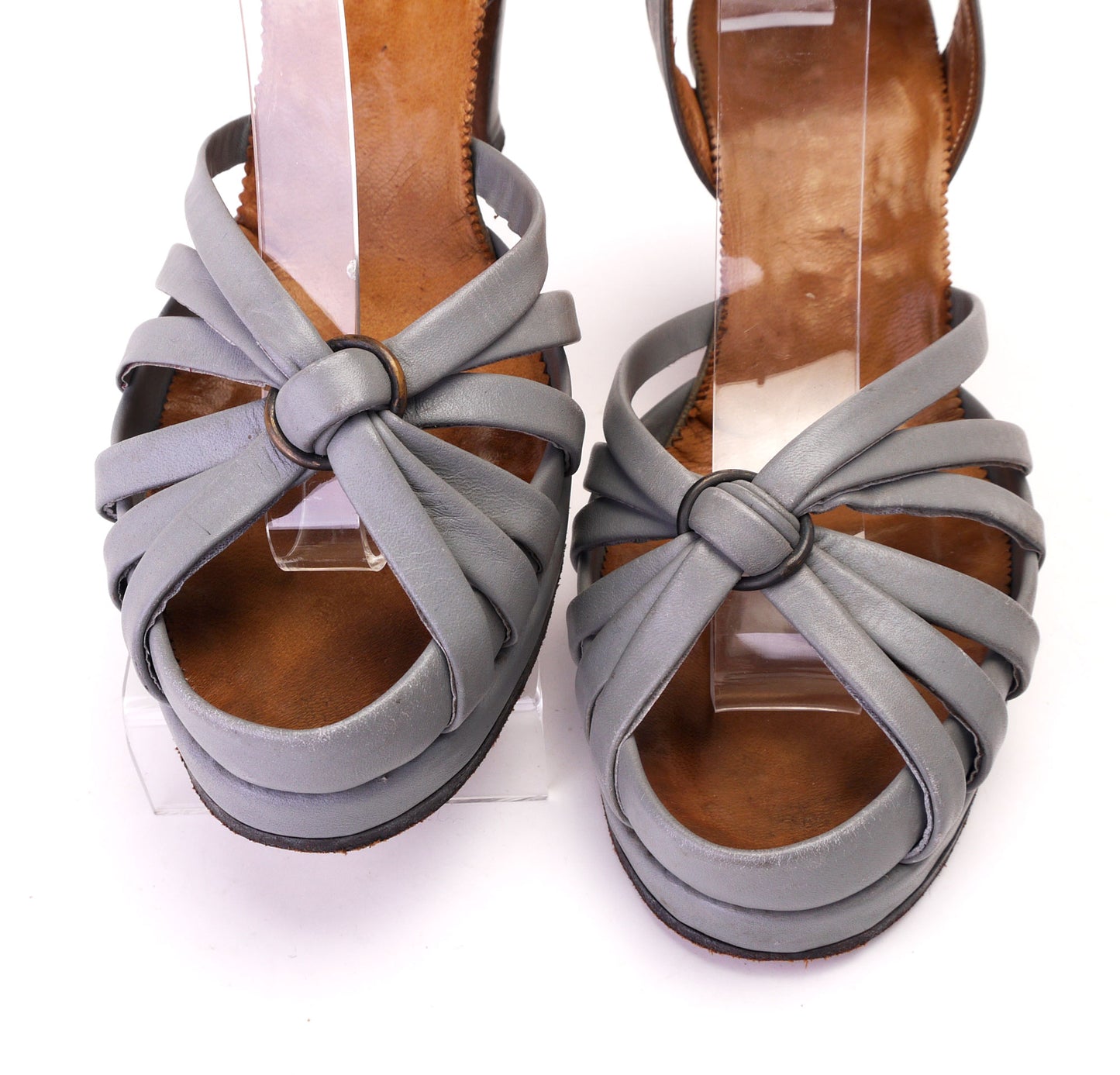 Bespoke 1940s Grey Platform Sandals UK 5.5