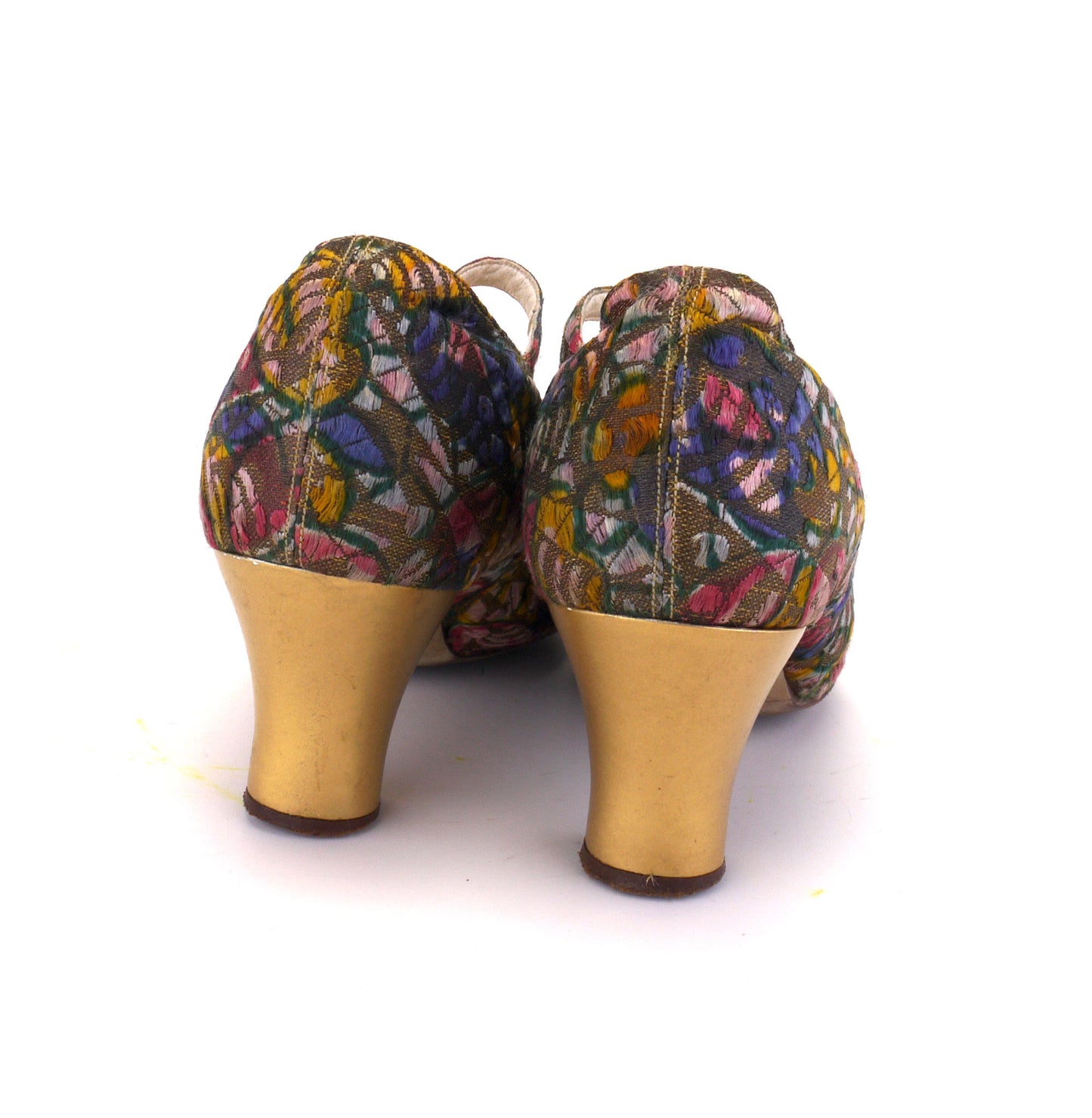 1920s Multi Colour Brocade Bar Shoes by Manfield UK 3