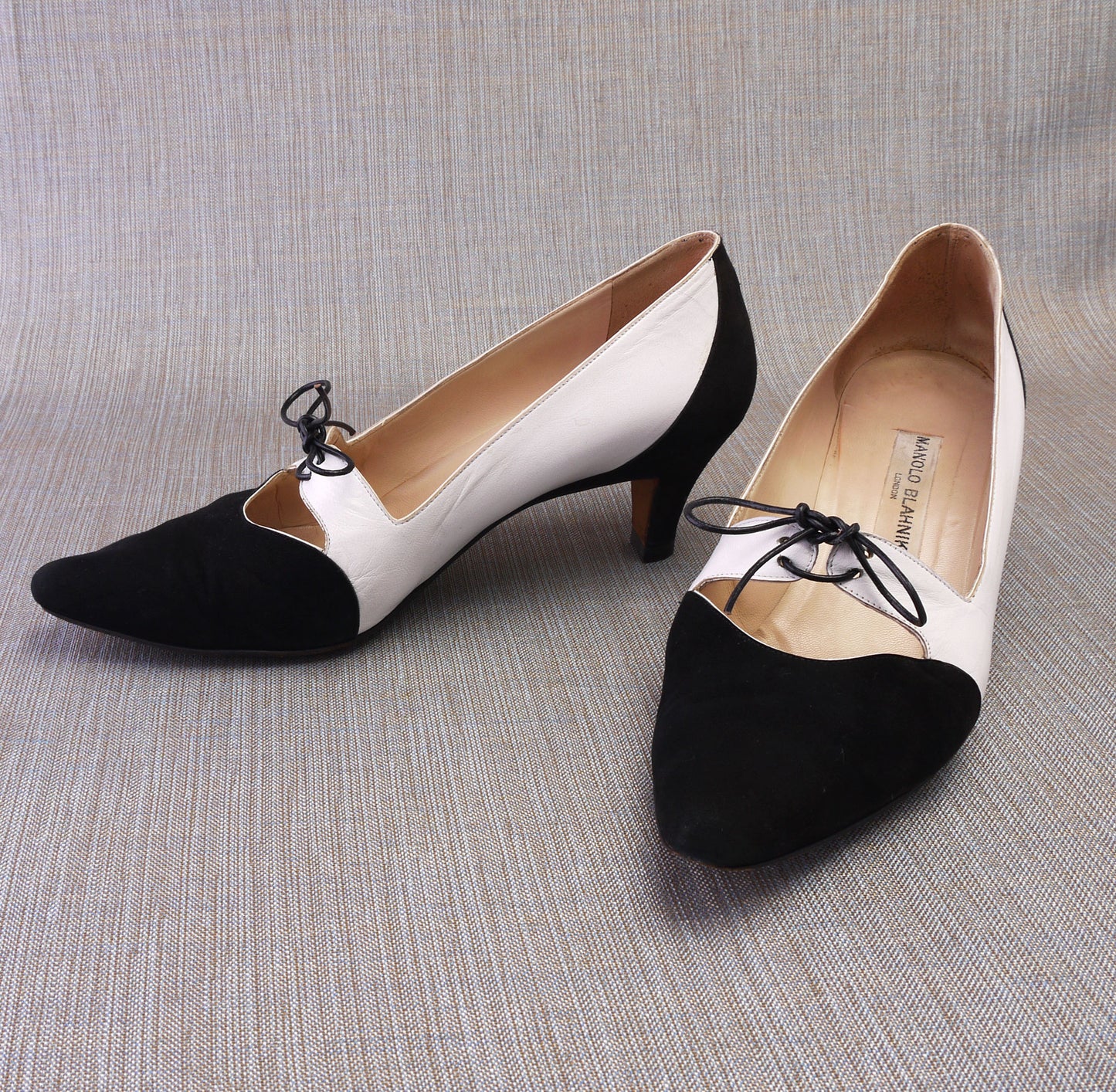 90s Manolo Blahnik Neo Mod Black & White Pumps UK 6