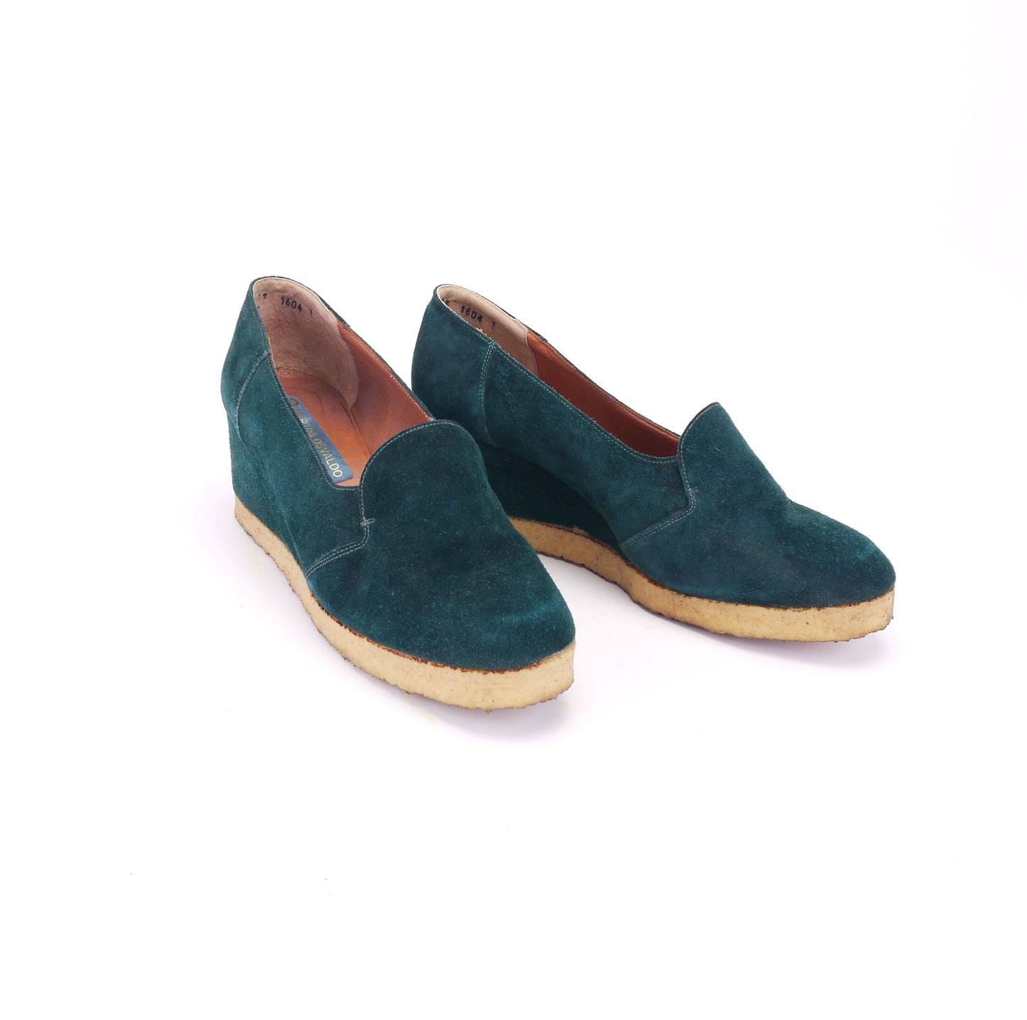 1970s Green Suede Wedges by Martini Osvaldo UK 5