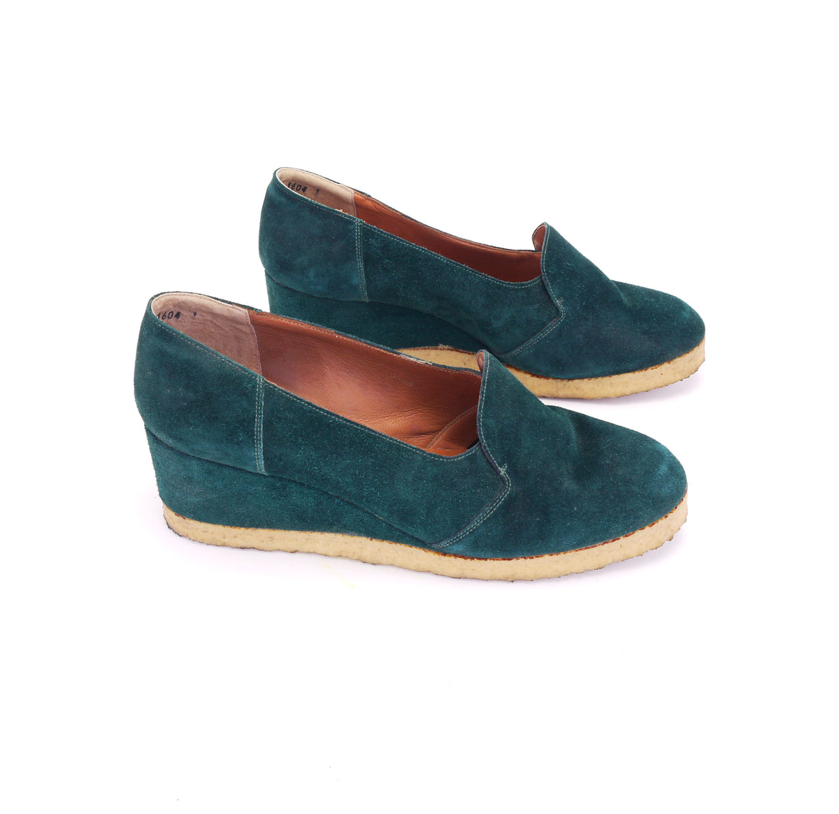 1970s Green Suede Wedges by Martini Osvaldo UK 5
