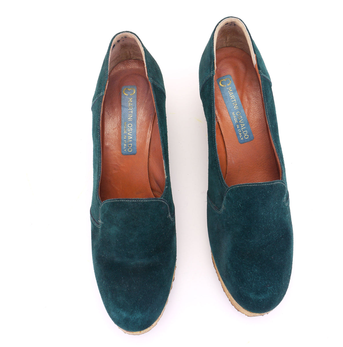 1970s Green Suede Wedges by Martini Osvaldo UK 5