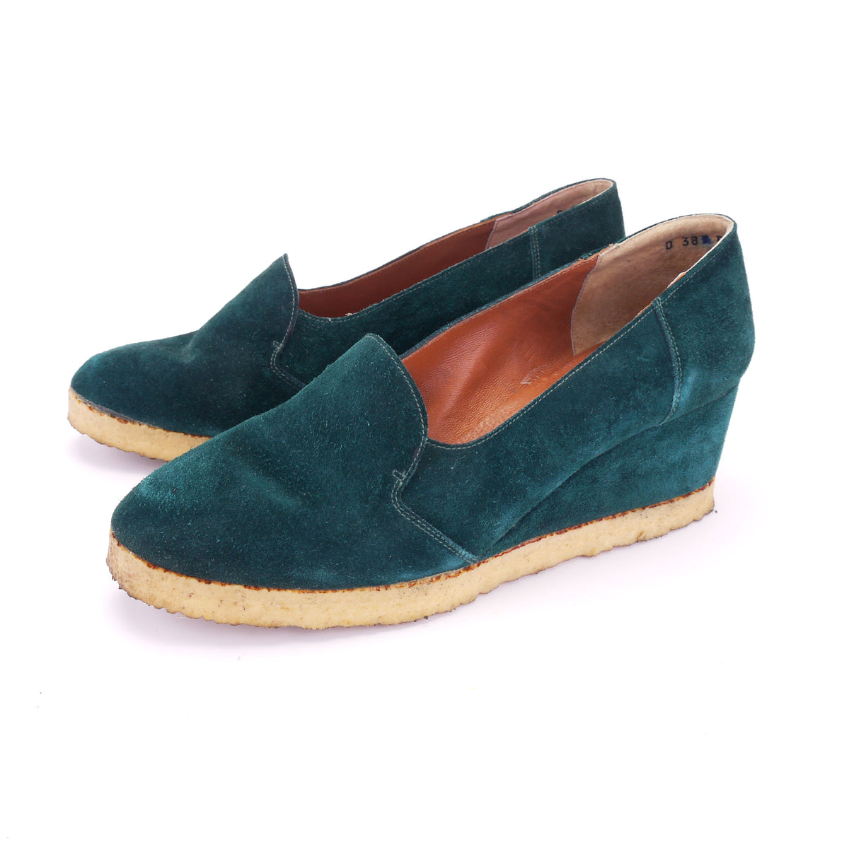 1970s Green Suede Wedges by Martini Osvaldo UK 5