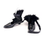 1980s Mary Popps Strappy Pumps wth Faux Fur Collar UK 5.5