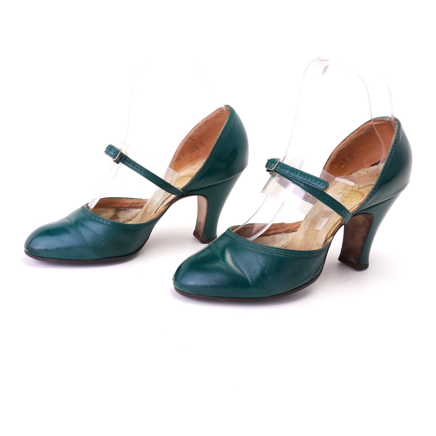 1930s Green D'orsay Pumps with Strap by Mayflowa UK 3