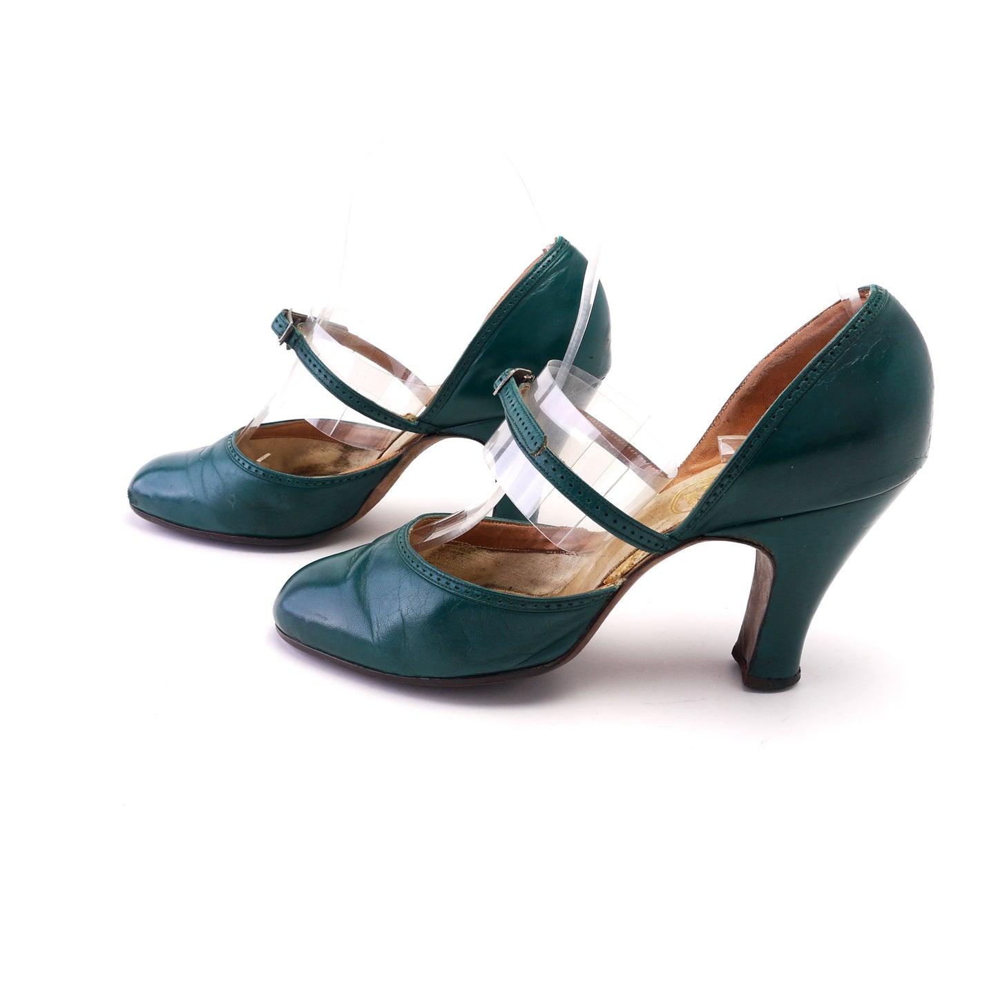 1930s Green D'orsay Pumps with Strap by Mayflowa UK 3