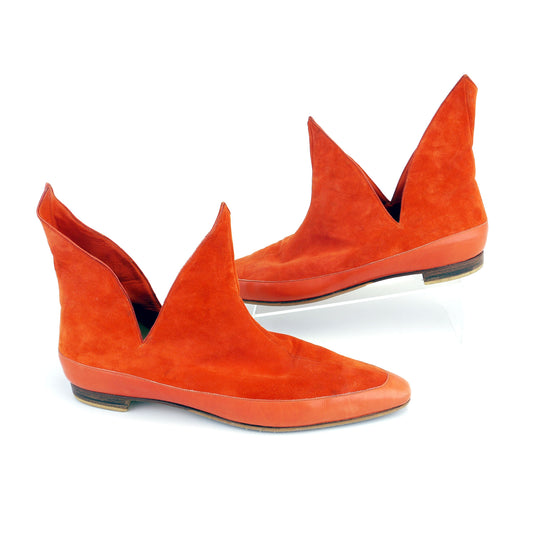 1980s Ultimate Manolo Blahnik Orange Pixie Boots UK 6.5