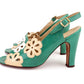 1970s High Green Sandals w Cutout Flowers by Meadows UK 4