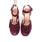 1940s Merrywell Wine Suede Wedge Sandals UK 5