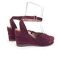 1940s Merrywell Wine Suede Wedge Sandals UK 5