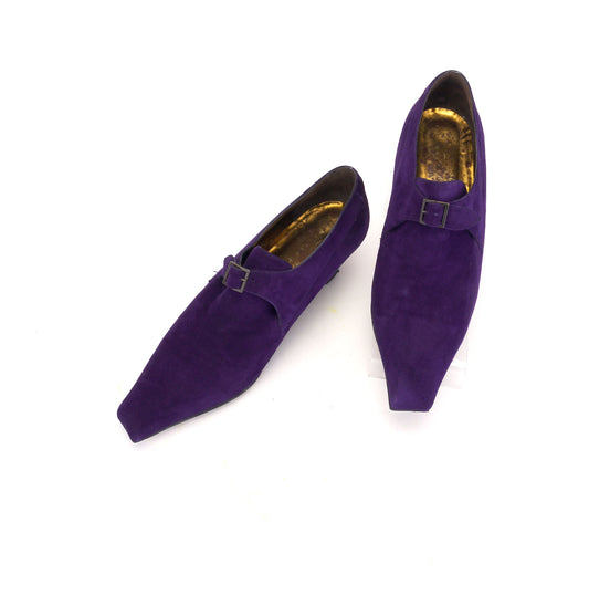 Historical Style Purple Suede Shoes by Michel Perry UK 6.5