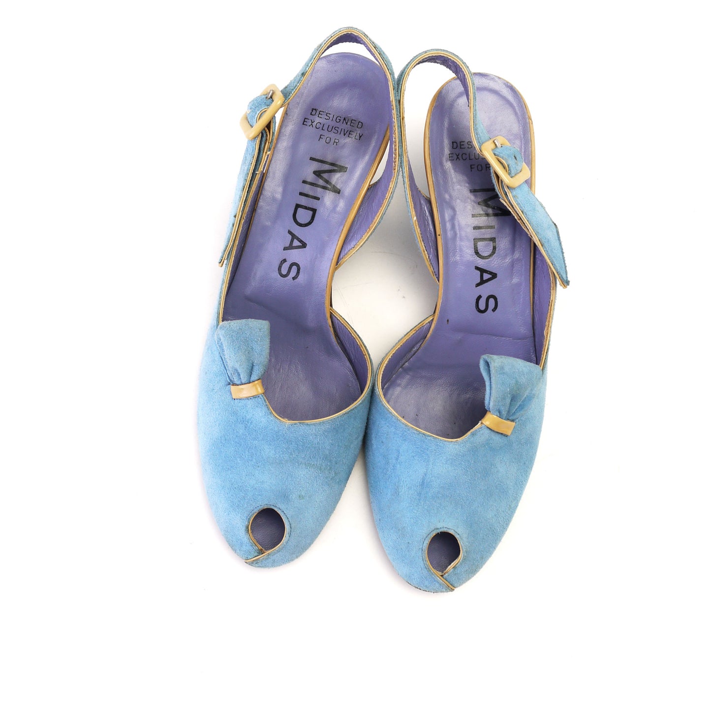 80s Sky Blue Suede Wedge Sandals by Midas UK 4.5