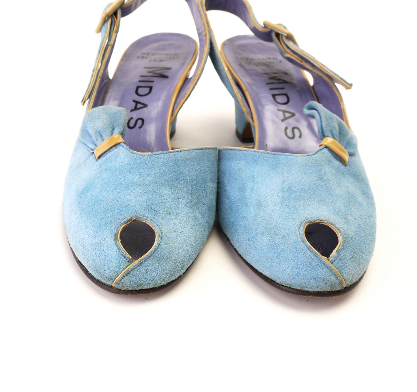 80s Sky Blue Suede Wedge Sandals by Midas UK 4.5