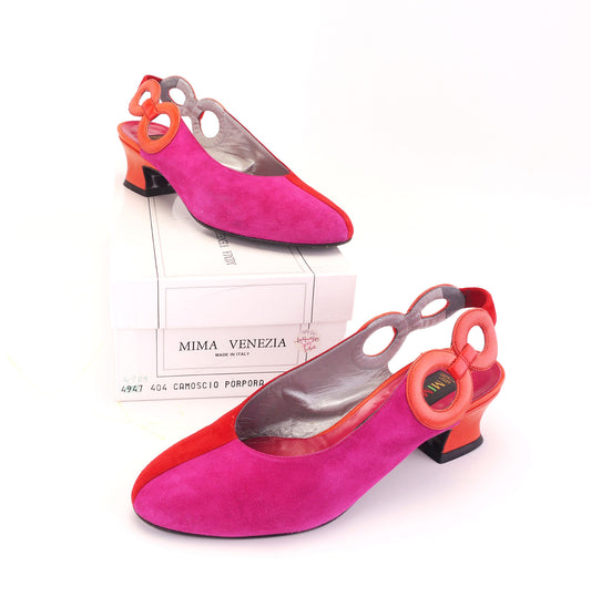 Bright Red & Pink Italian Slingbacks by Mima Venezia UK 5.5