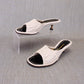 1960s Minerva White Mules with Brass Heel UK 3