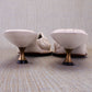 1960s Minerva White Mules with Brass Heel UK 3