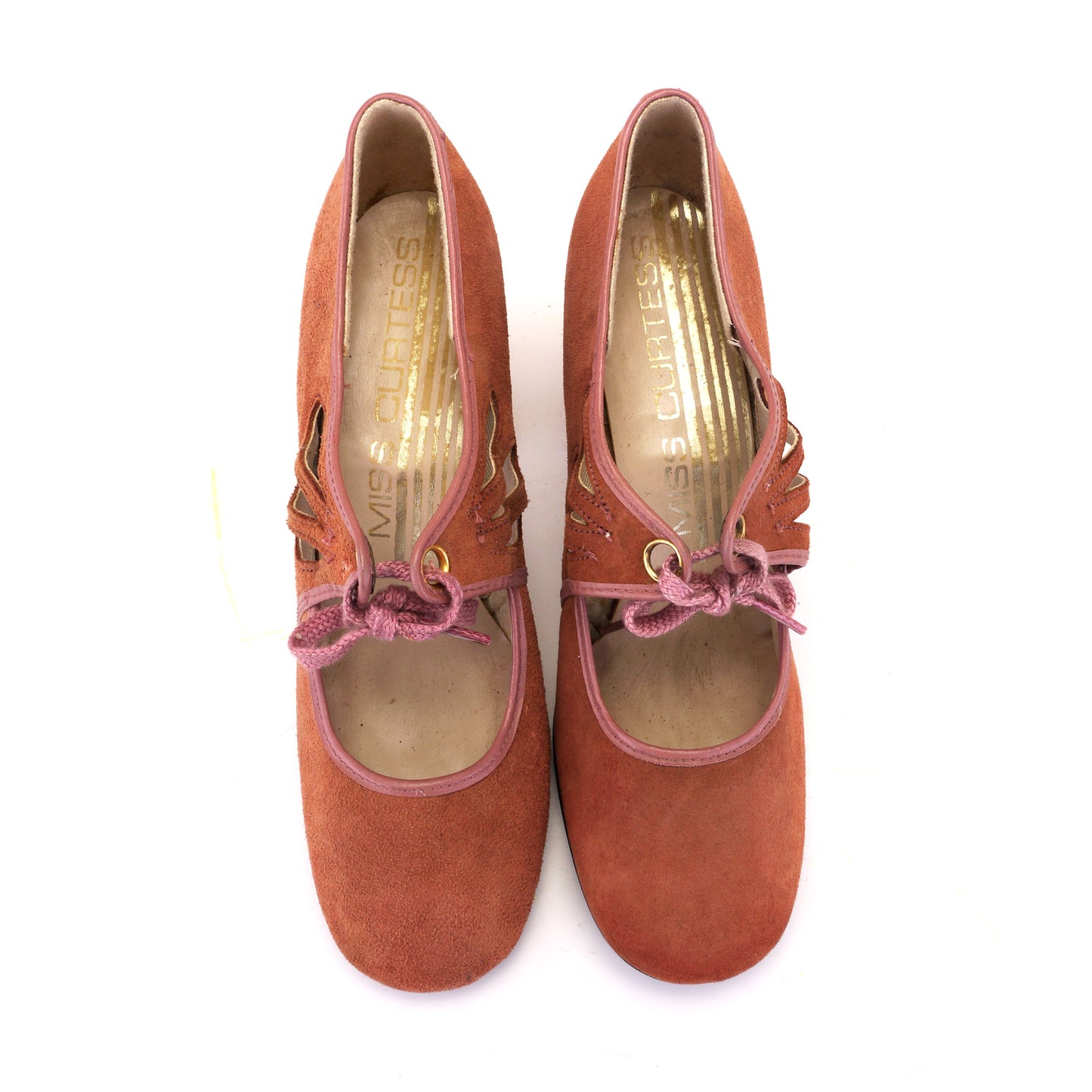 1970s Salmon & Lilac Miss Curtess Mary Janes UK 3.5