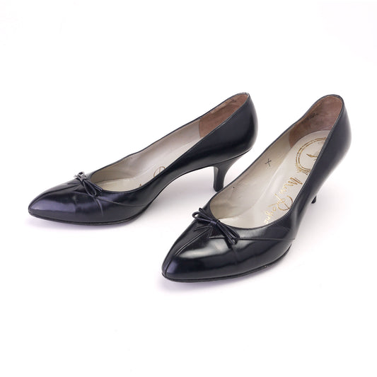 1950s / 60s Black Miss Rayne Pumps with Collar & Tie UK 4.5