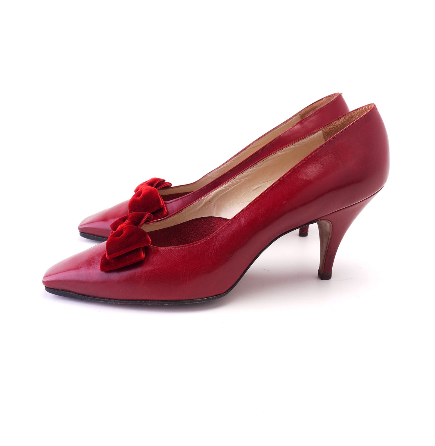 Red Miss Rayne Chisel Toe Pumps c1960 UK 4.5