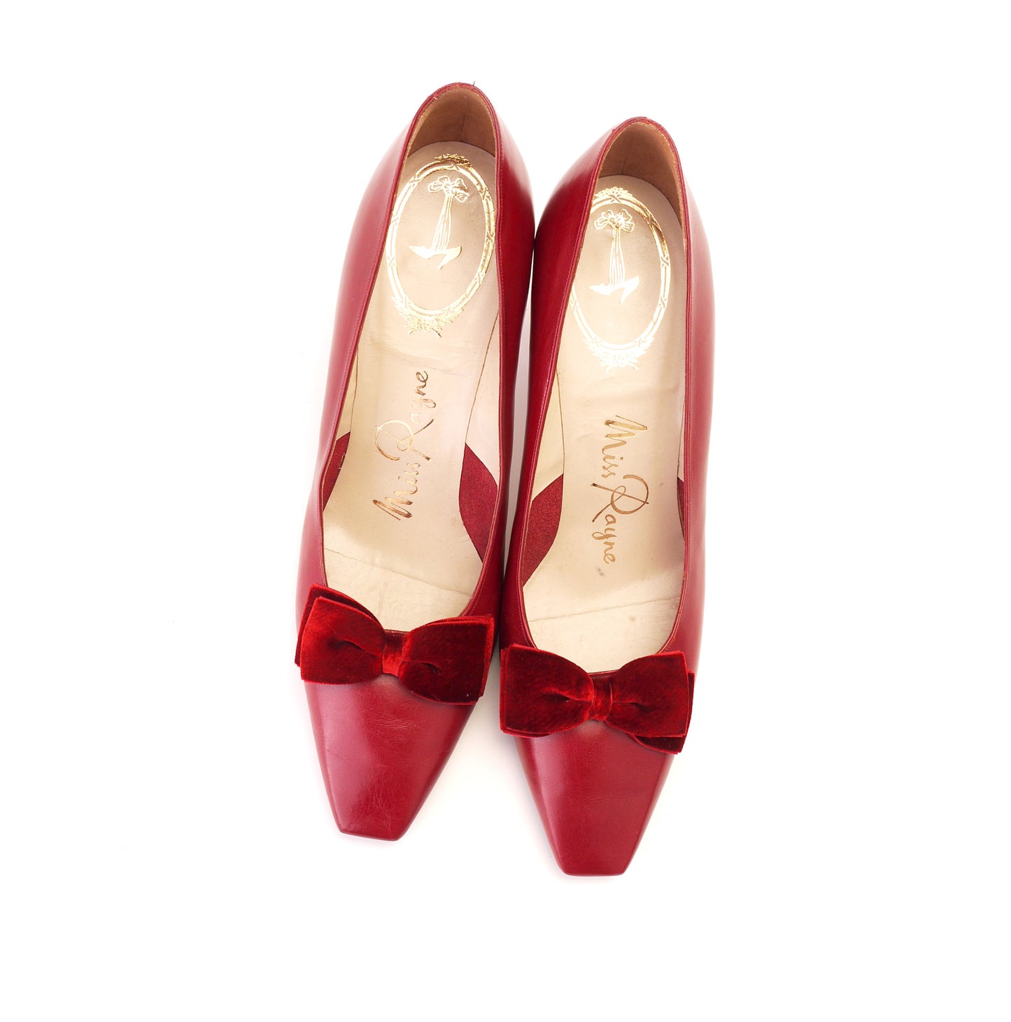 Red Miss Rayne Chisel Toe Pumps c1960 UK 4.5