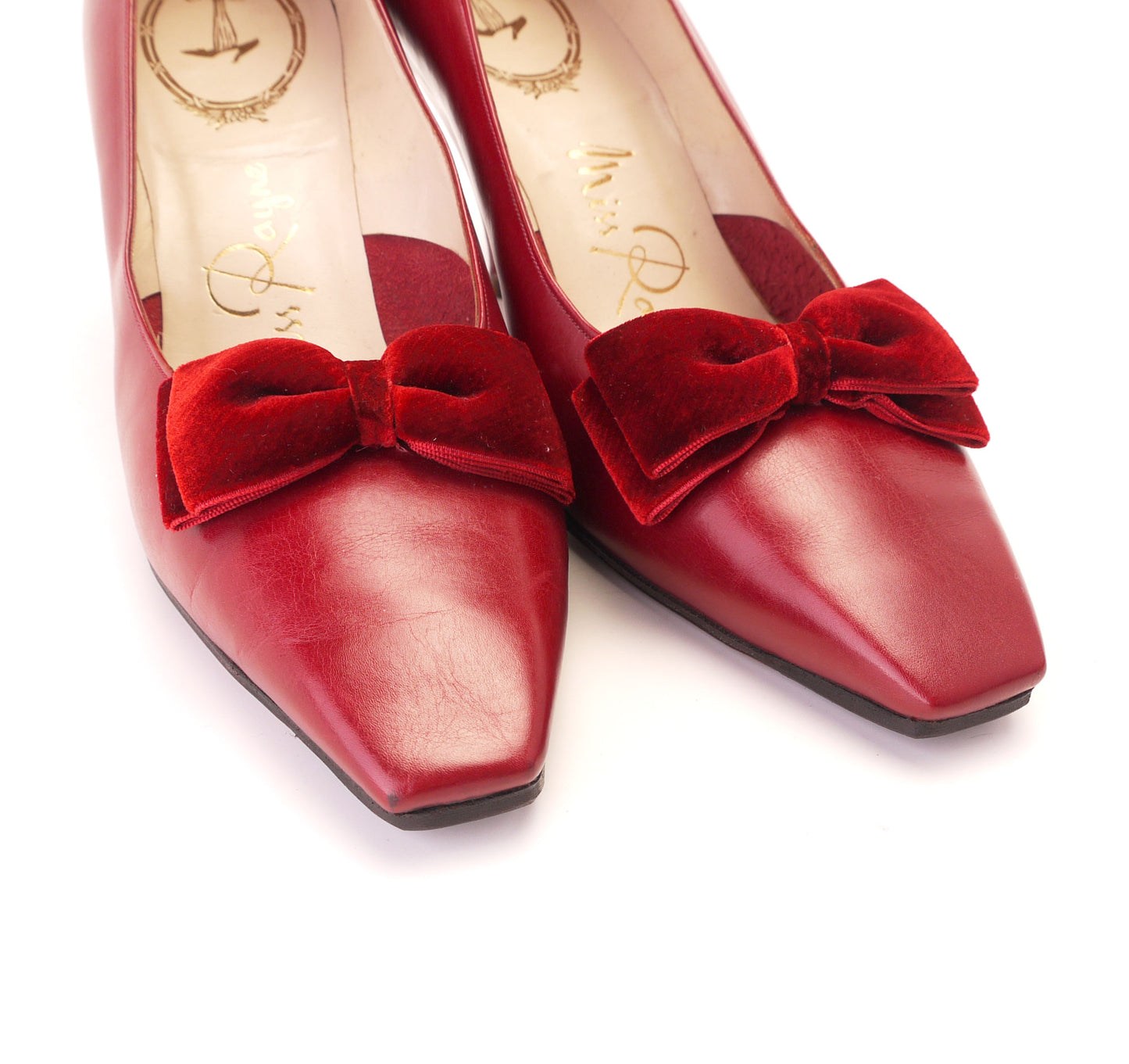 Red Miss Rayne Chisel Toe Pumps c1960 UK 4.5