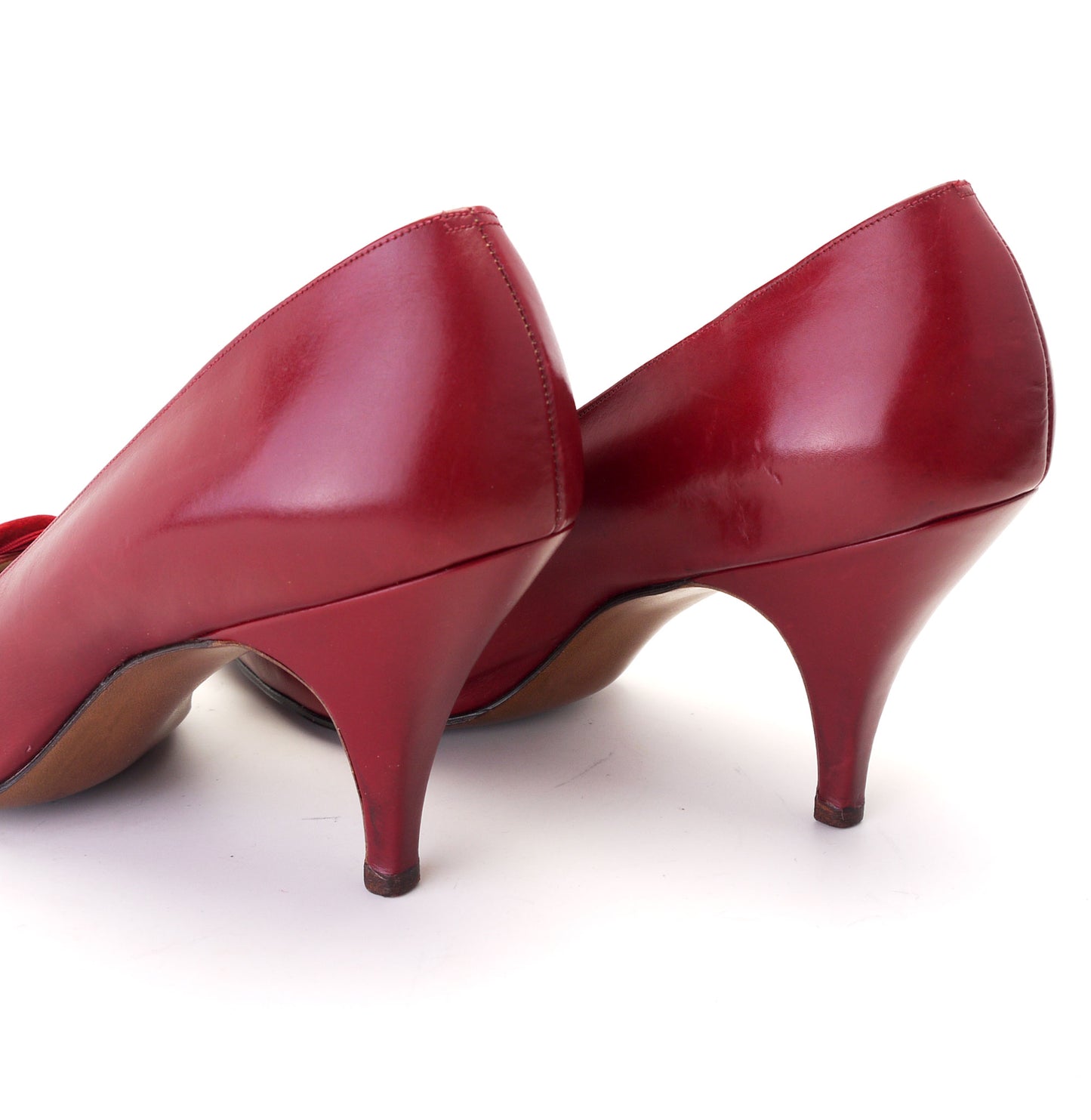 Red Miss Rayne Chisel Toe Pumps c1960 UK 4.5