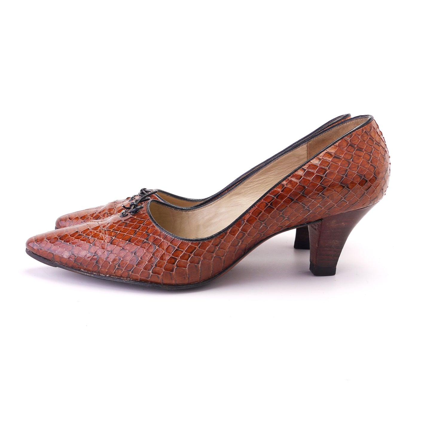 1960s Tan Snake Pumps by Miss Rayne UK 4.5