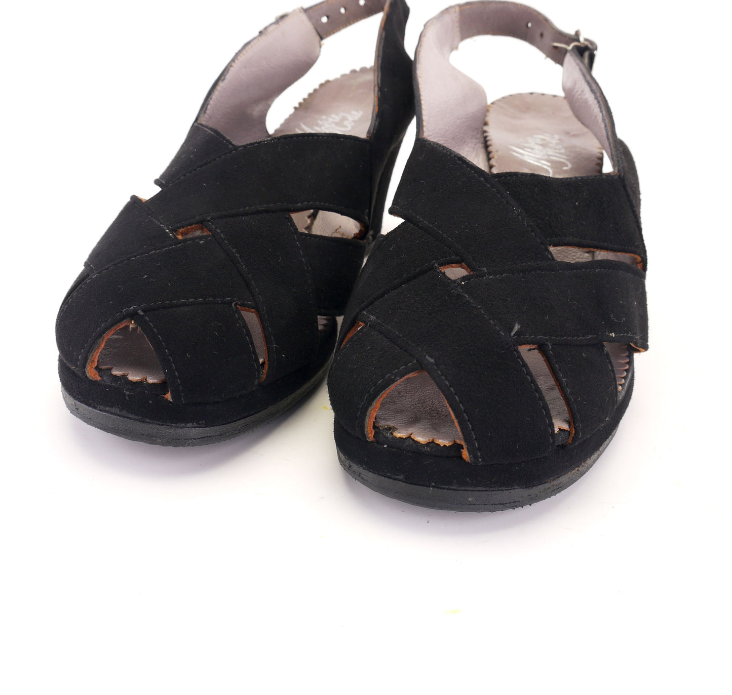 1940s Black Suede Platform Sandals by Movie Mode UK 7