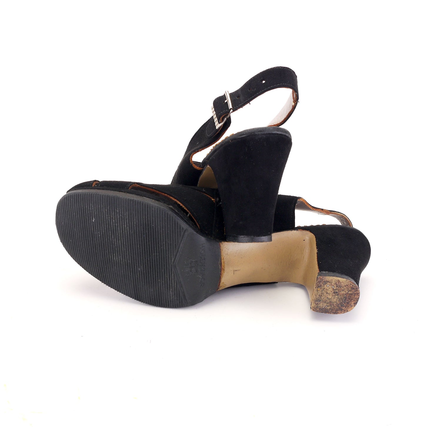 1940s Black Suede Platform Sandals by Movie Mode UK 7