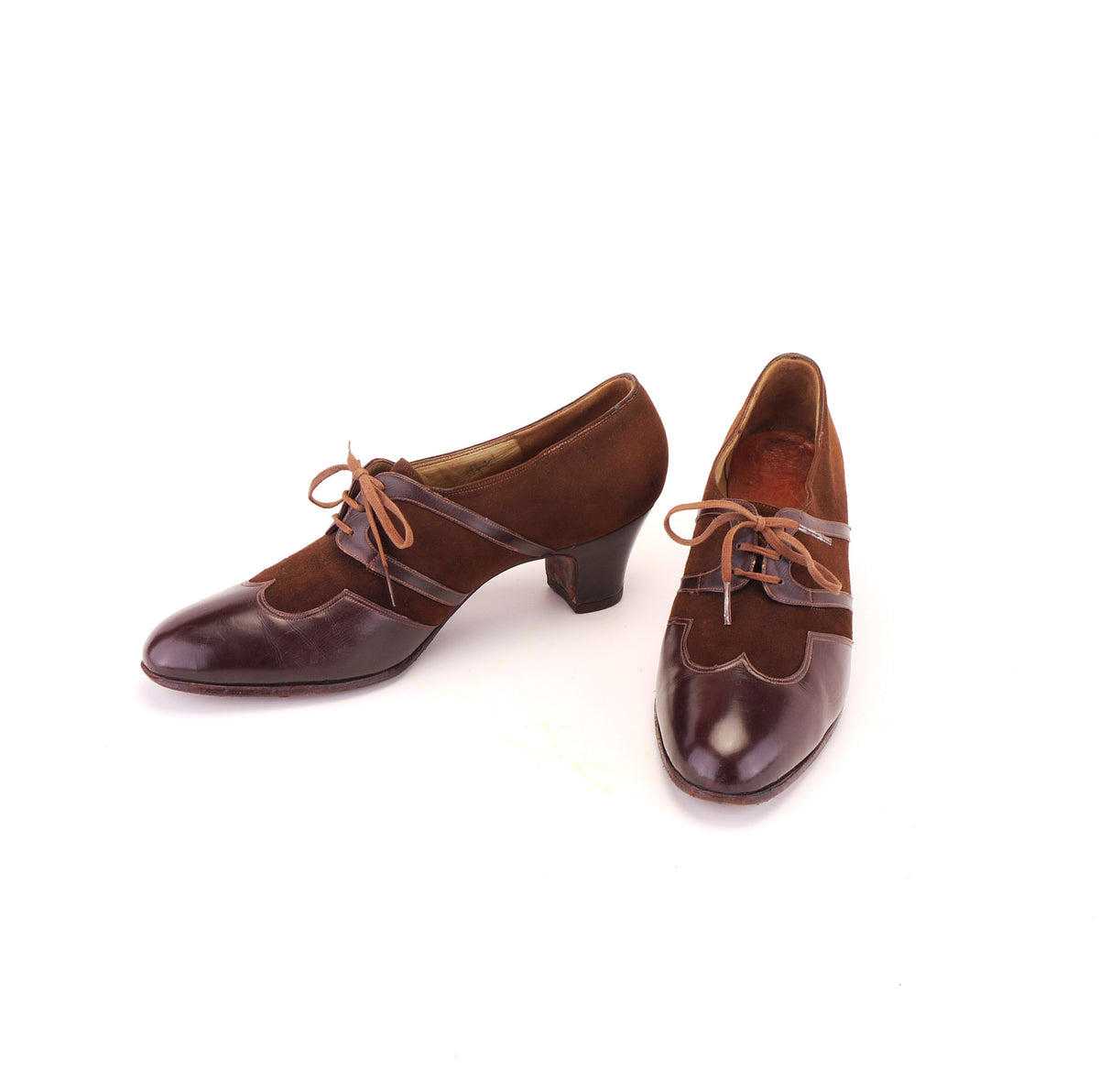 1930s Brown Suede & Leather Derbies by Moykopf UK 6