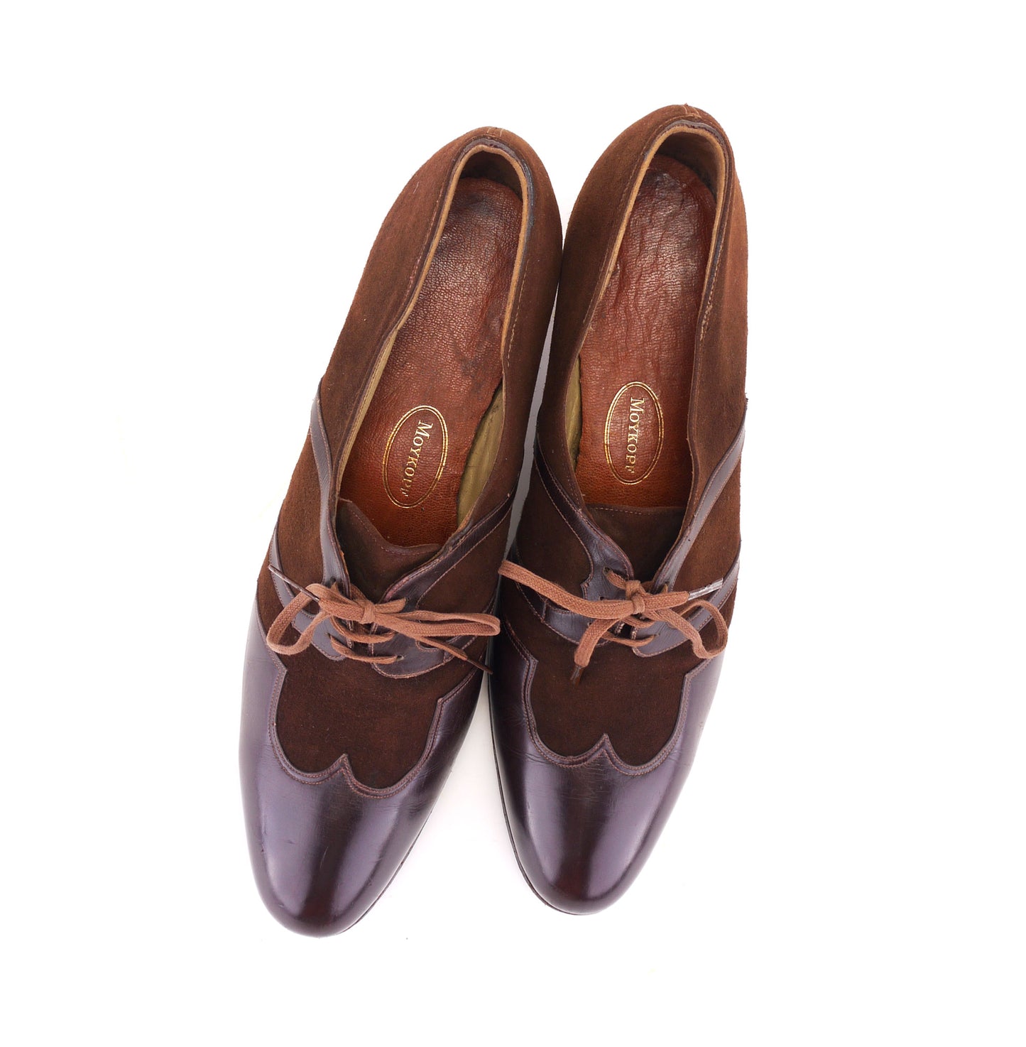 1930s Brown Suede & Leather Derbies by Moykopf UK 6